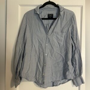 A&F | Women’s Button Up Blue and White Stripes